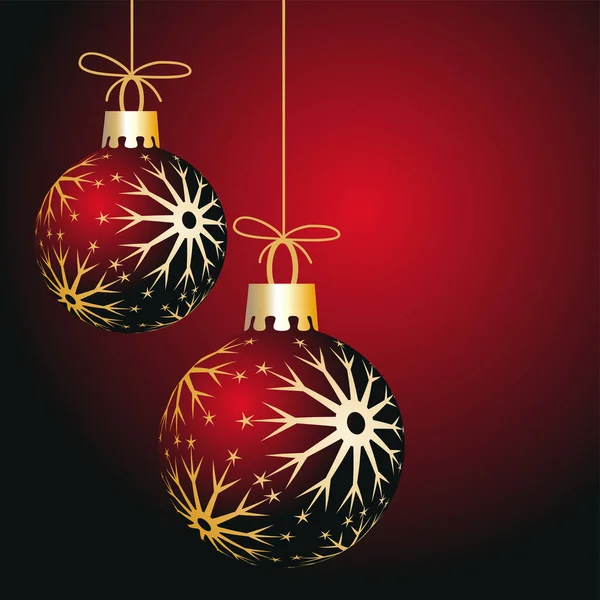 Vector Bolas Navidad Rojas Con Diseño Oro — Vector de stock