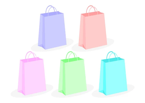 Colorful Paper Shopping Bags Set Vector Illustration — Stock Vector