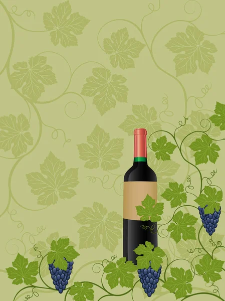 Wine Bottle Grapes Concept — Stock Vector