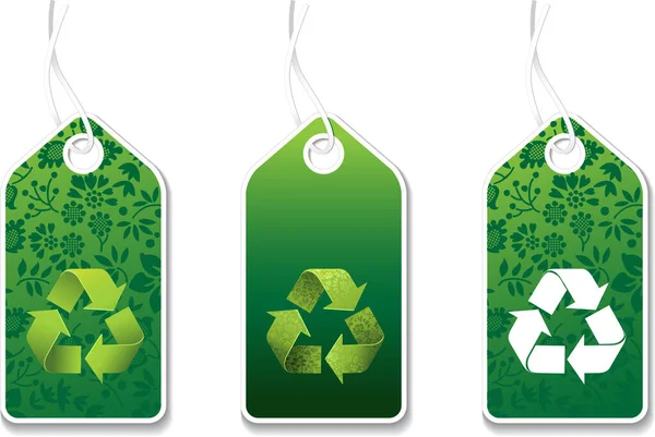 Set Green Recycle Tags — Stock Vector