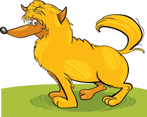 Cartoon Illustratie Van Leuke Grappige Hond Gras — Stockvector