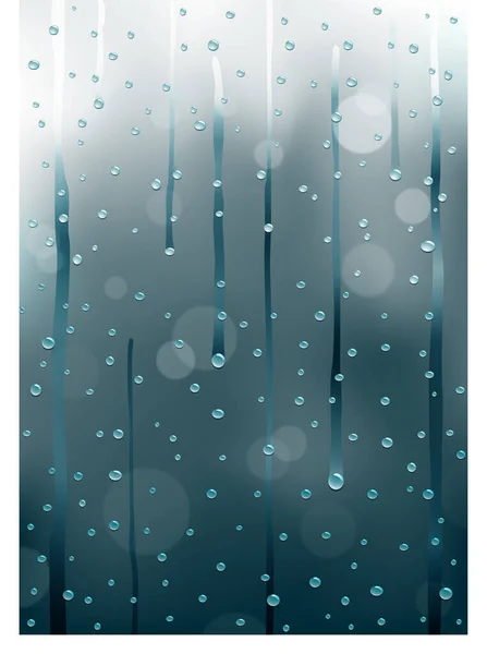 玻璃上有雨滴的背景 — 图库矢量图片