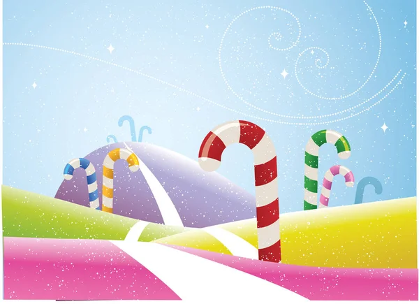 Illustration Carte Noël Colorée Avec Des Cannes Bonbons — Image vectorielle