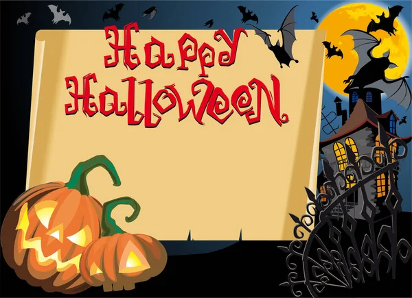 Joyeux Halloween Carte Voeux — Image vectorielle