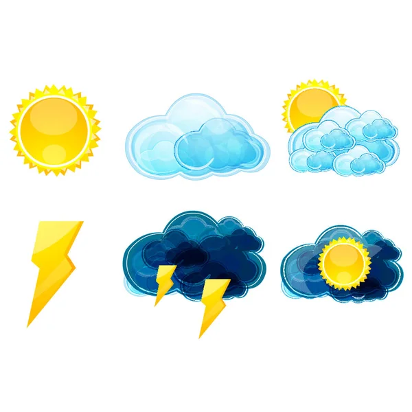 Conjunto Ícones Meteorológicos Ilustração Vetorial — Vetor de Stock