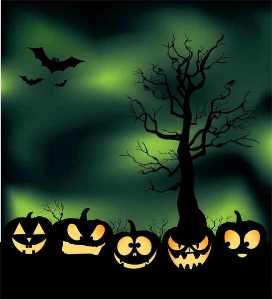 Halloween Background Pumpkins Bats — Stock Vector