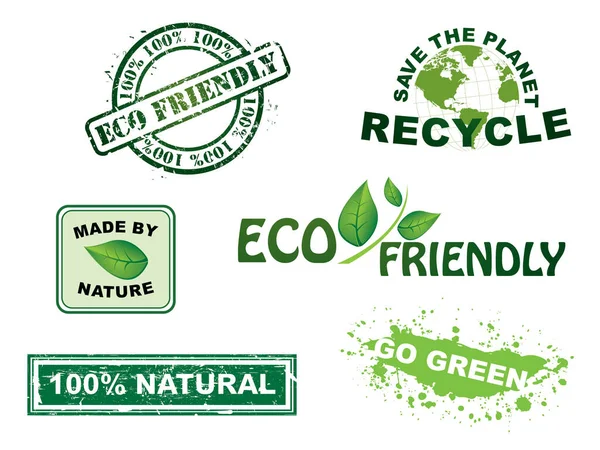 Set Eco Friendly Badges Stickers — Stock Vector