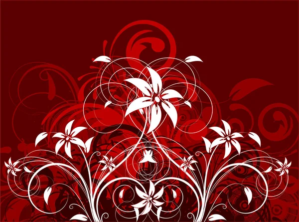 Disegno Floreale Con Ornamento Rosso Bianco — Vettoriale Stock