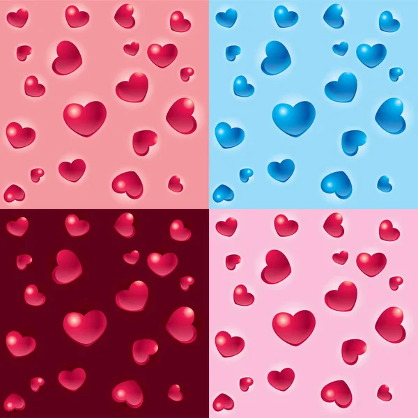 Set Valentine Hearts Backgrounds — Stock Vector