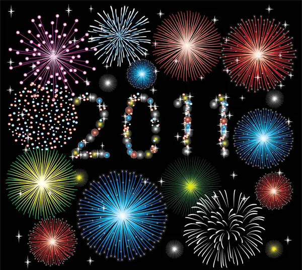 2011 Νέο Έτος Πυροτεχνήματα Φόντο — Διανυσματικό Αρχείο