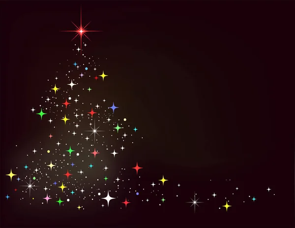 Christmas Tree Star Dark Background — Stock Vector