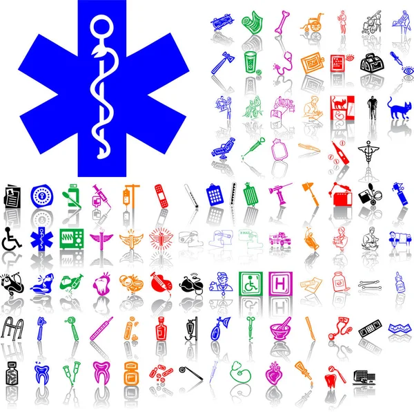 Iconos Médicos Establecidos Diseño Plano Eps Archivo — Archivo Imágenes Vectoriales