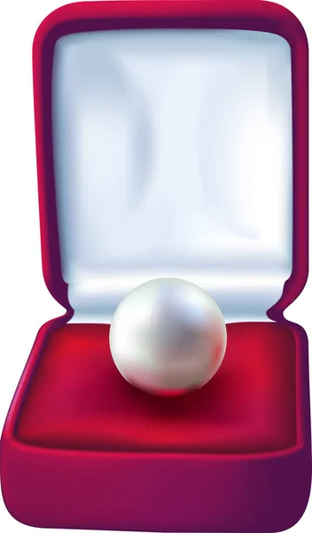 Perle Dans Une Boîte Rouge Sur Fond Blanc — Image vectorielle