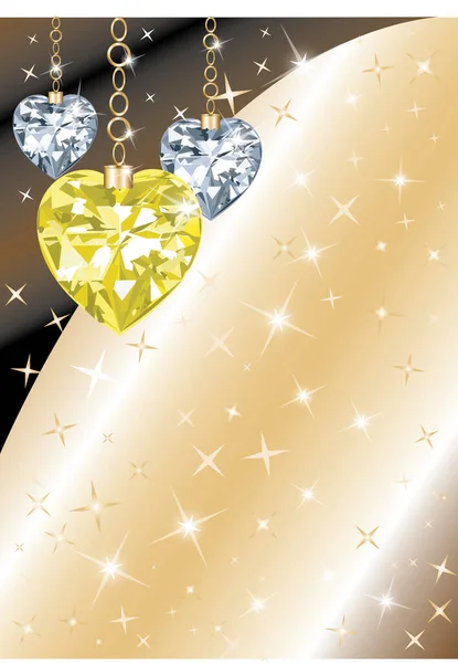 Бриллиантовые Сердца Блестящем Фоне — стоковый вектор