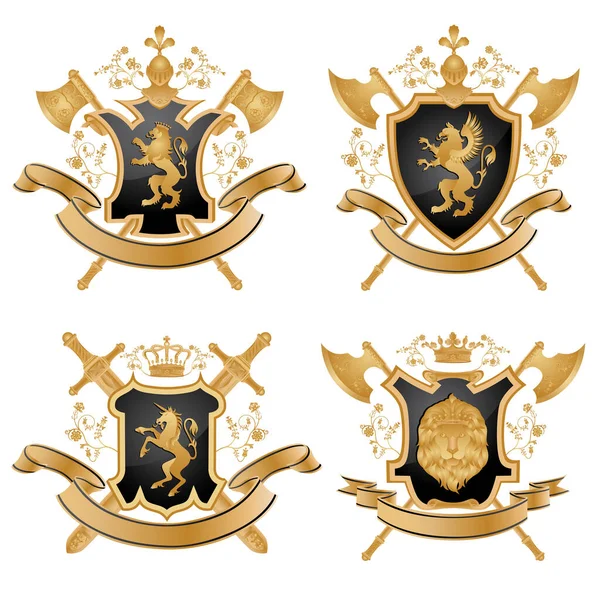 Conjunto Emblemas Heráldicos Heráldicos — Vector de stock