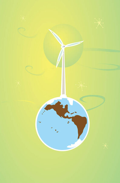wind turbine and earth globe