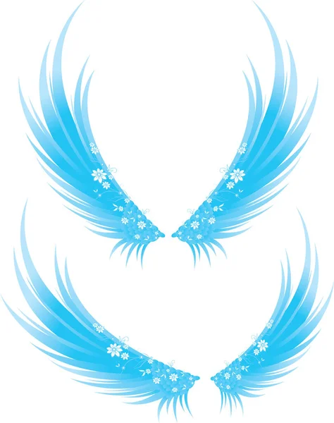 Modrá Křídla Bílém Pozadí Vektorová Ilustrace — Stockový vektor