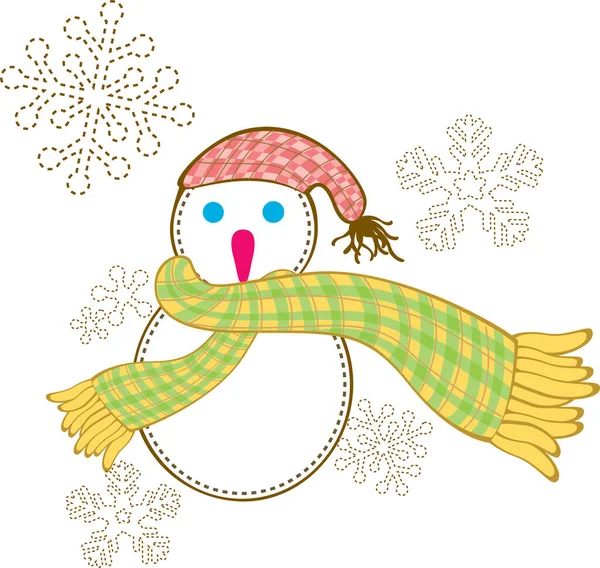 Cute Cartoon Snowman Scarf — Stock Vector