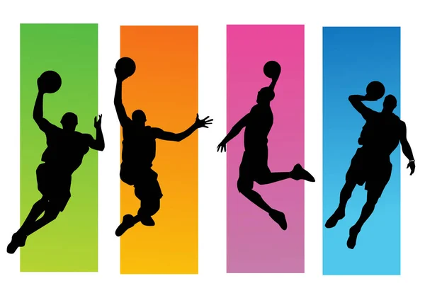 篮球运动员在行动 — 图库矢量图片