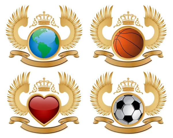 Conjunto Ícones Esporte Futebol Emblema Emblema Emblema Emblema Logotipo Ilustração — Vetor de Stock