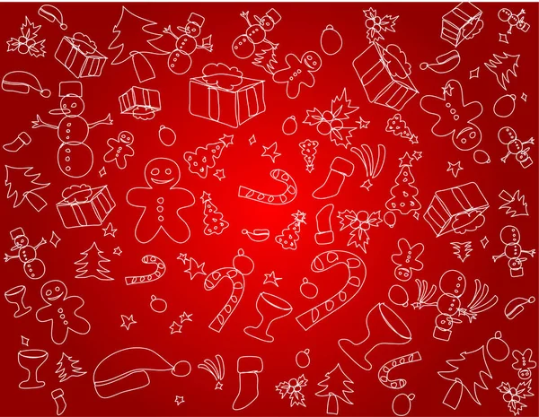 Рождественский Фон Нарисованными Вручную Символами Элементами — стоковый вектор