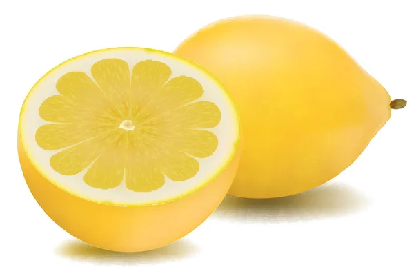 Citron Jaune Sur Blanc — Image vectorielle