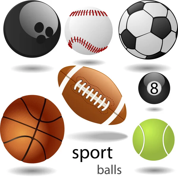 Набор Спортивных Мячей Икон — стоковый вектор