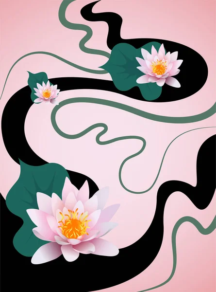 Lotus Blommor Vektor Illustration — Stock vektor