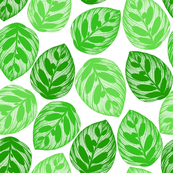 Aquarell Blätter Muster Handgezeichnetes Nahtloses Muster — Stockvektor