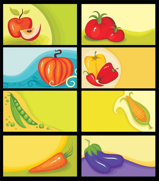 Set Vegetables Fruits — Stock Vector