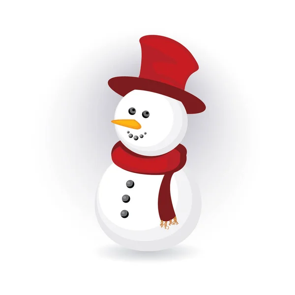 圣诞节雪人矢量图标 在白色背景的圣诞雪人上孤立的卡通矢量图标 — 图库矢量图片