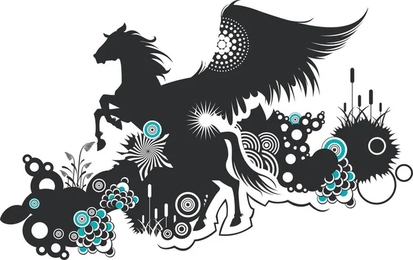 Кінь Півень Векторна Ілюстрація — стоковий вектор