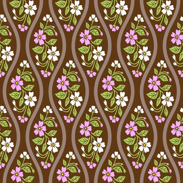 Motif Vectoriel Sans Couture Floral Ornement Floral Dessiné Main Fleurs — Image vectorielle