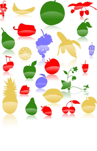 Conjunto Frutas Legumes Ilustração — Vetor de Stock