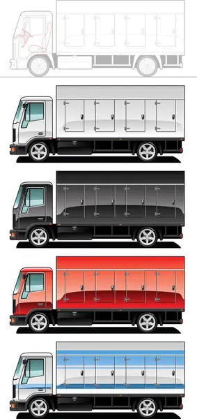 Conjunto Camiões Diferentes Ilustração Vetorial — Vetor de Stock