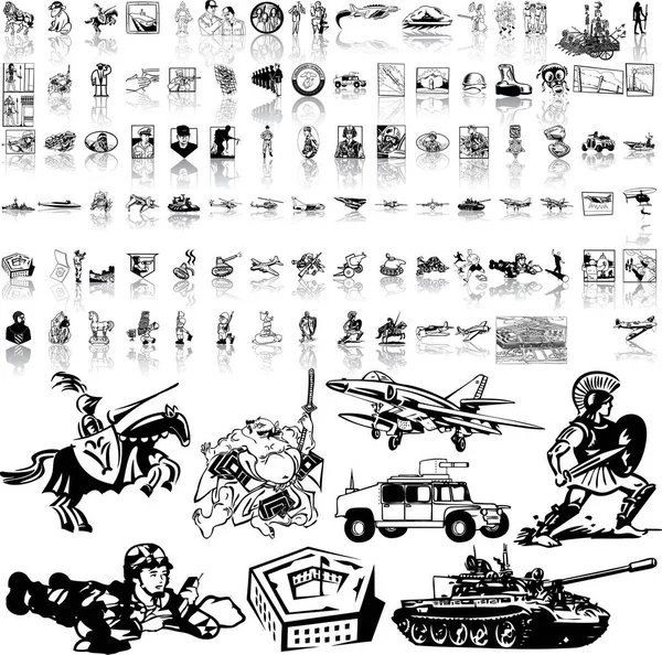 Conjunto Vectores Con Iconos Militares — Vector de stock