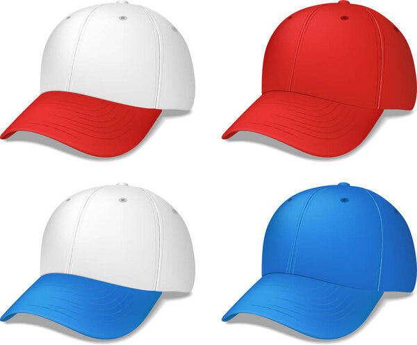 baseball hats set. baseball cap. vector illustration.