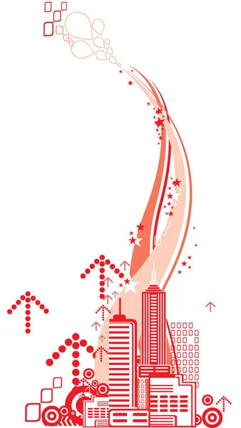 Vermelho Abstrato Cidade Fundo Com Uma Silhueta Pássaro Ilustração Vetorial — Vetor de Stock