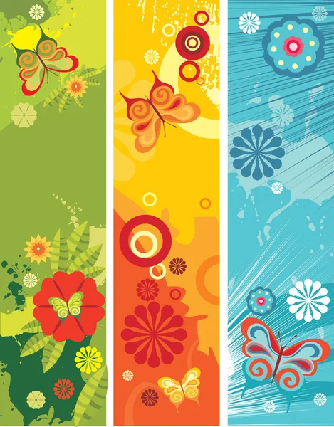 色彩艳丽的花卉背景设计和装饰 — 图库矢量图片