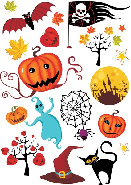 Uppsättning Halloween Symboler — Stock vektor