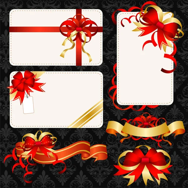 Christmas Cards Bows — Stock Vector
