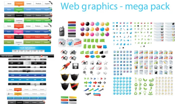 Big Set Web Graphics Icons — Stock Vector