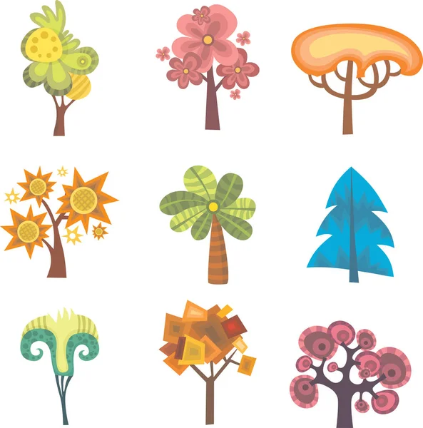 Set Four Trees — Stock Vector