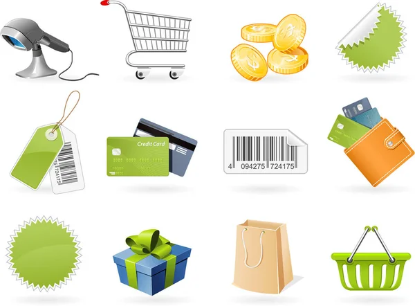 Shopping Bag Icons Set Cartoon Style — Stock Vector