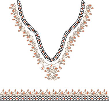 Dekoratif çiçek ve boncuklu vektörsüz desen, etnik süs.