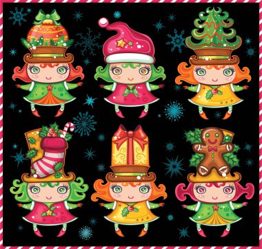 sevimli Noel çıkartmaları kümesi