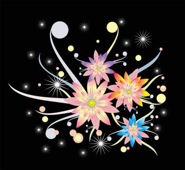 Çiçeksel elementlerle dekoratif arka plan, vektör illüstrasyonu  