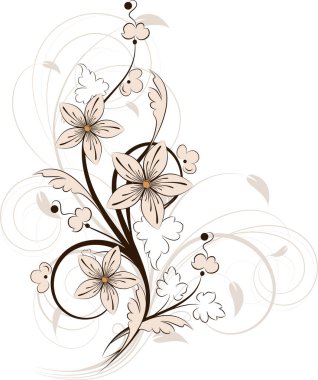 Çiçeksel elementlerle dekoratif arka plan, vektör illüstrasyonu  