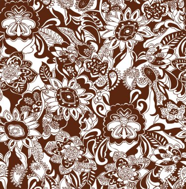 Kahverengi ve beyaz renklerde çiçeksiz desen.