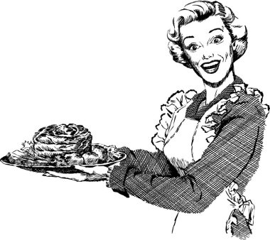 Pastalı kadın, vektör illüstrasyonu.